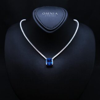 Bettina Blue Necklace 925 Silver in High Quality Simulated Diamonds