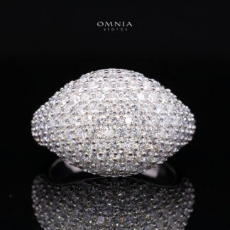 Galla White Moissanite Signature Cluster Dome Ring – Rhodium-Plated 925 Silver