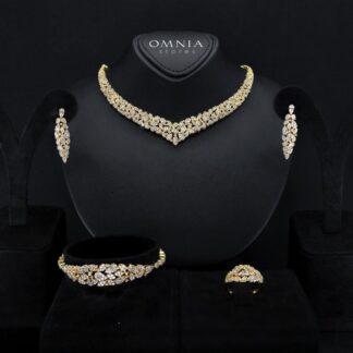 Alina Gold Bridal Full Set in High Quality Zircon Stone Rhodium Plated