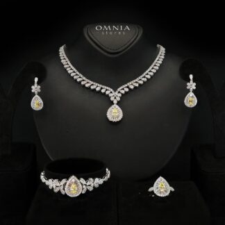 Valerie Yellow Luxury Bridal Full Set in High-Quality Rhodium-Plated Finish with Premium Zircon Stones