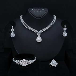 Valerie White Luxury Bridal Full Set in High-Quality Rhodium-Plated Finish with Premium Zircon Stones