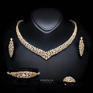 Alina Gold Bridal Full Set in High Quality Zircon Stone Rhodium Plated