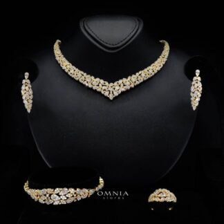 Alina Gold Bridal Full Set in High Quality Zircon Stone Rhodium Plated