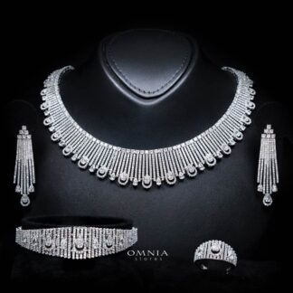 Katherine White Luxury Bridal Full Set in High Quality Rhodium Plated Zircon Stones