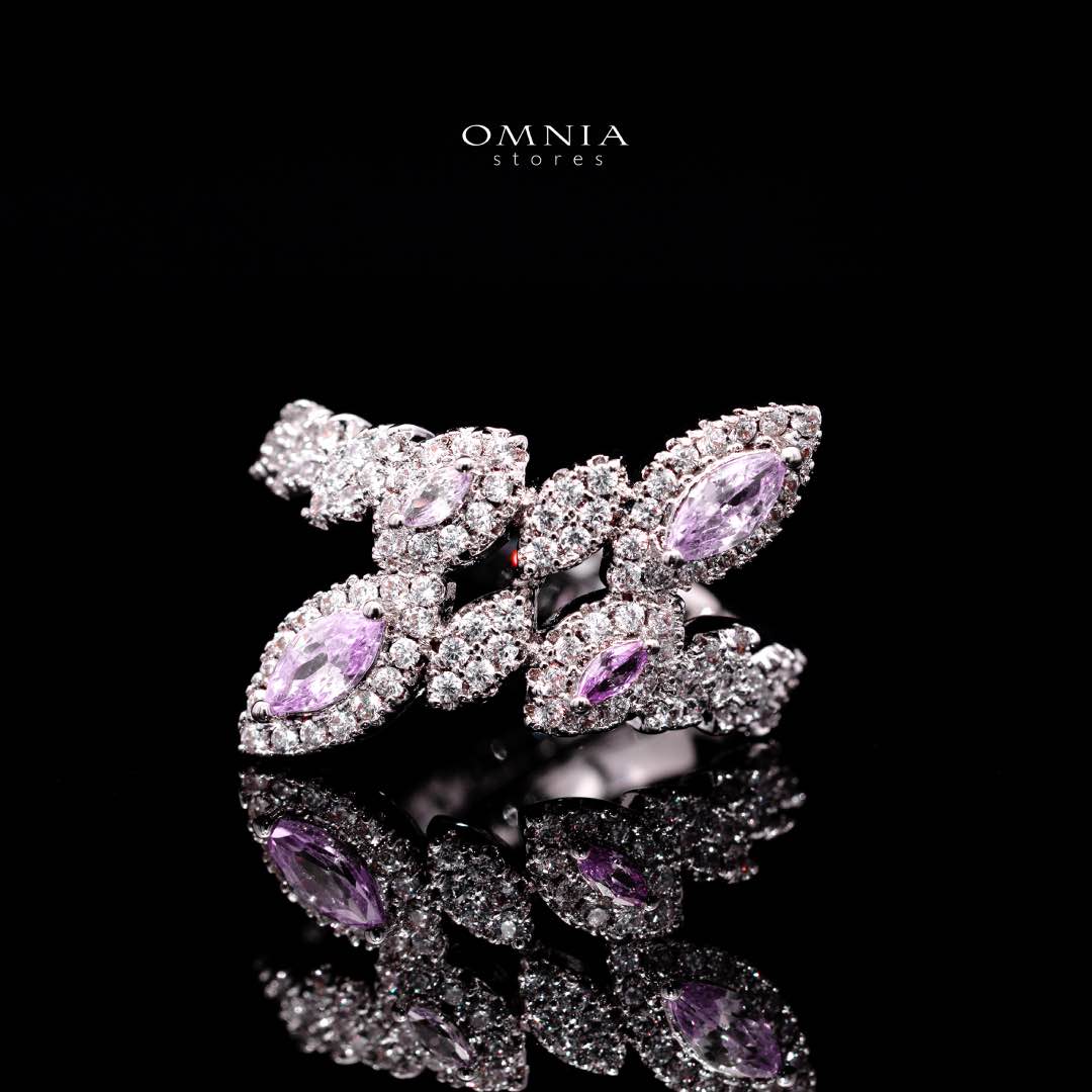 Omnia Nada Pink Bridal Full Set in High Quality Zircon Stone Rhodium Plated - Image 5