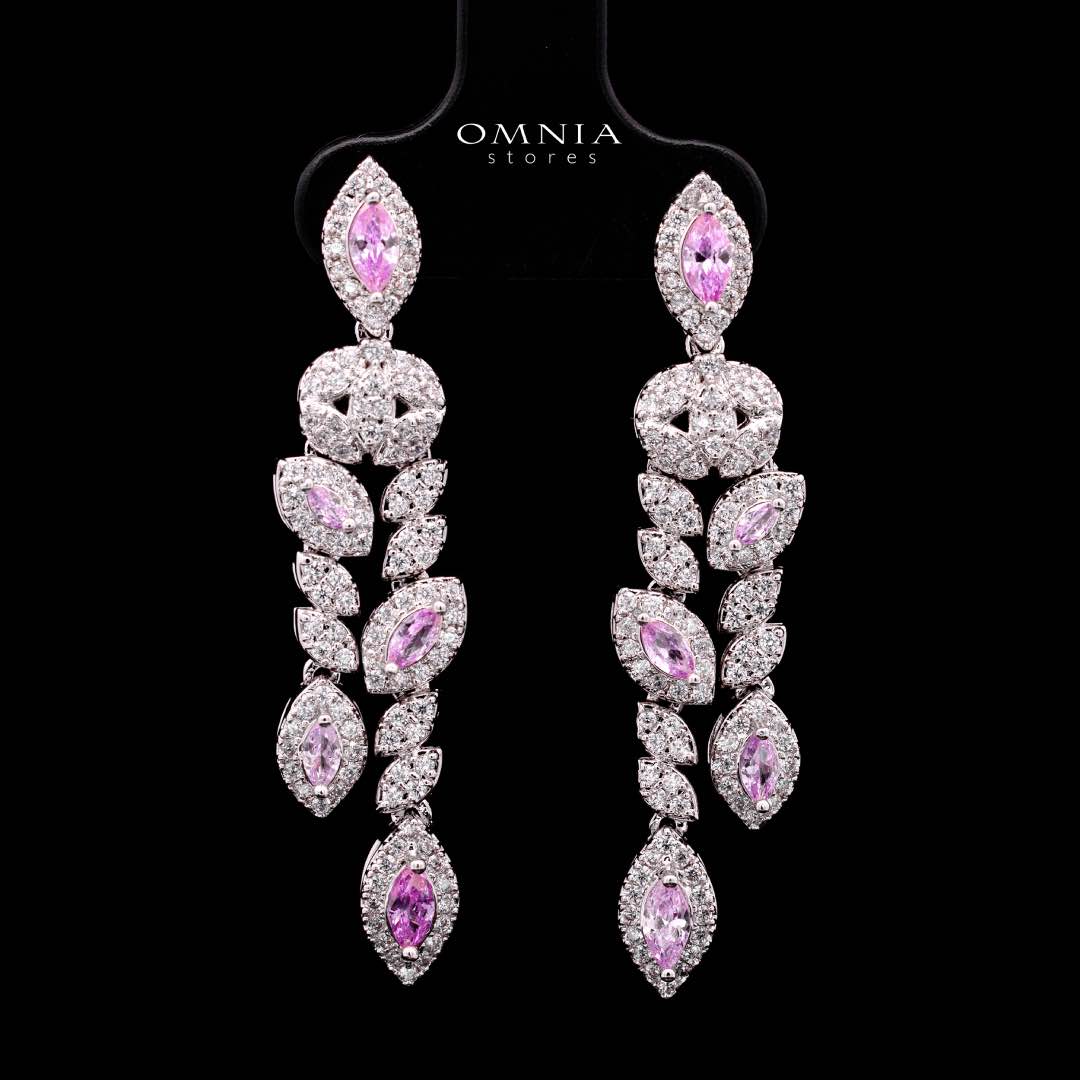 Omnia Nada Pink Bridal Full Set in High Quality Zircon Stone Rhodium Plated - Image 6