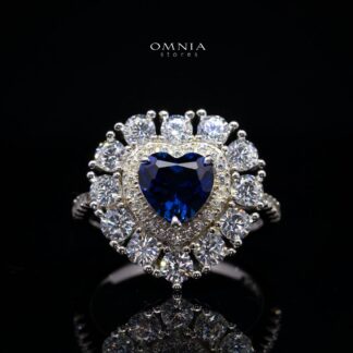 Janiya Blue Lab-Grown Sapphire Ring with GRC Certificate, Heart 6×6mm, in 925 Sterling Silver
