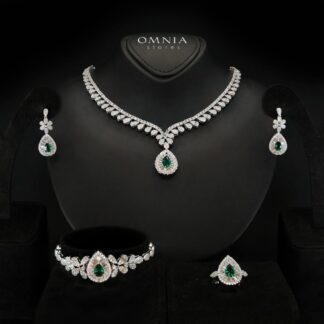 Valerie Green Luxury Bridal Full Set in High-Quality Rhodium-Plated Finish with Premium Zircon Stones