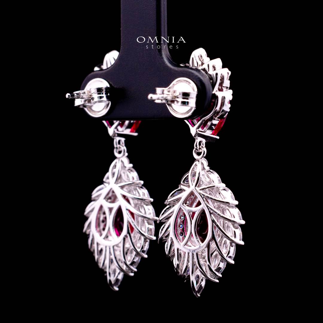 Carolina Lab-Grown Red Ruby Earrings with GRC Certificate, Pear 6×9mm in 925 Sterling Silver - Image 3