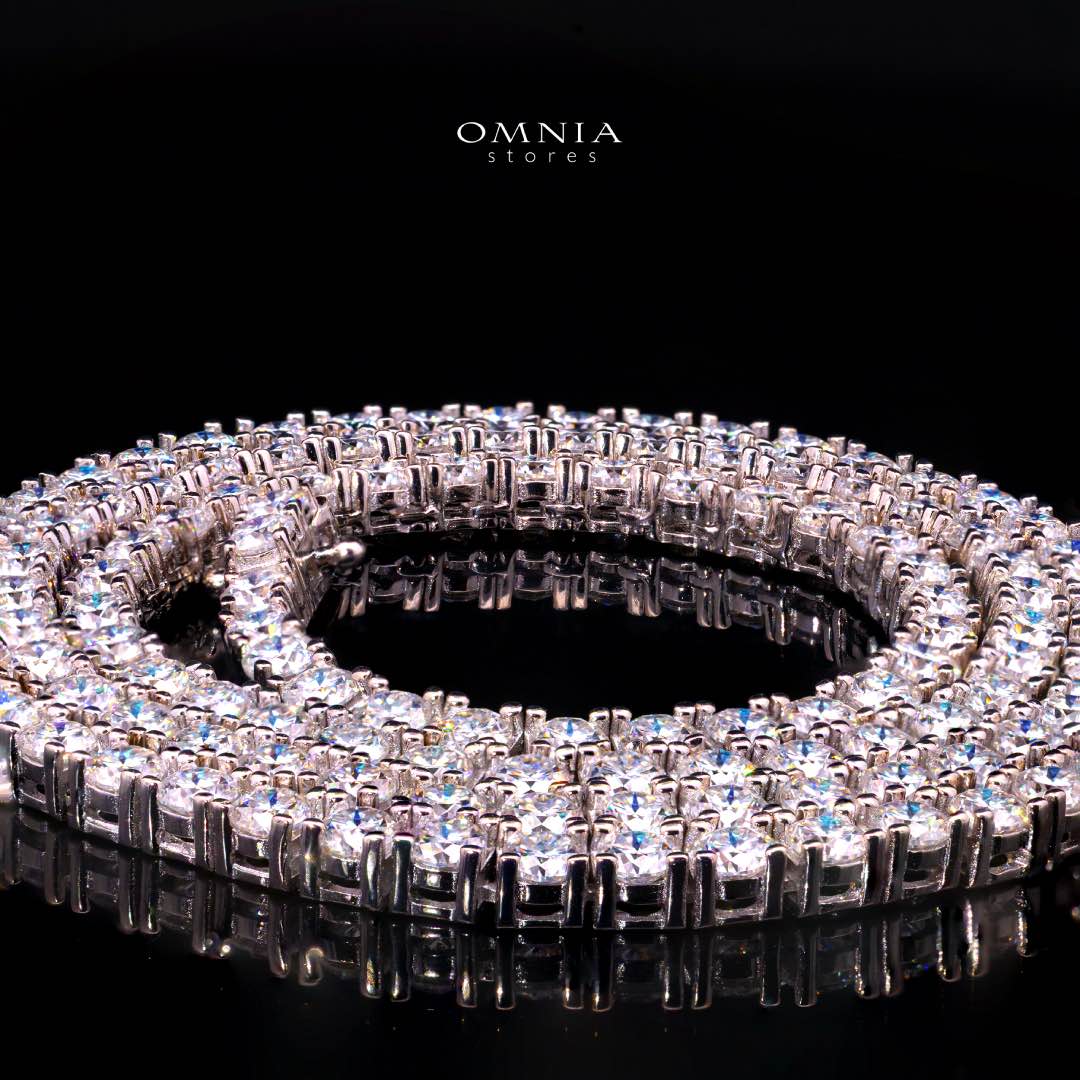 Vernita Moissanite with GRA Certificate - 3mm Round Cut, Rhodium-Plated 925 Sterling Silver Tennis Necklace - Image 3