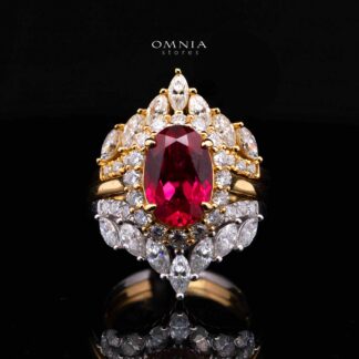 Vittoria Lab-Grown Ruby Moissanite Ring with GRA Certificate – Oval 8x12mm, 925 Sterling Silver