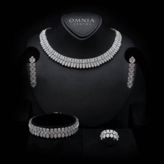 Jessica White Luxury Bridal Full Set in High Quality Rhodium Plated Zircon Stones