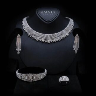 Katherine White Luxury Bridal Full Set in High Quality Rhodium Plated Zircon Stones