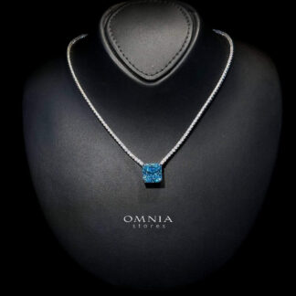 Omnia Bettina Sky Blue Necklace 92.5 Silver in High Quality Simulated Diamonds