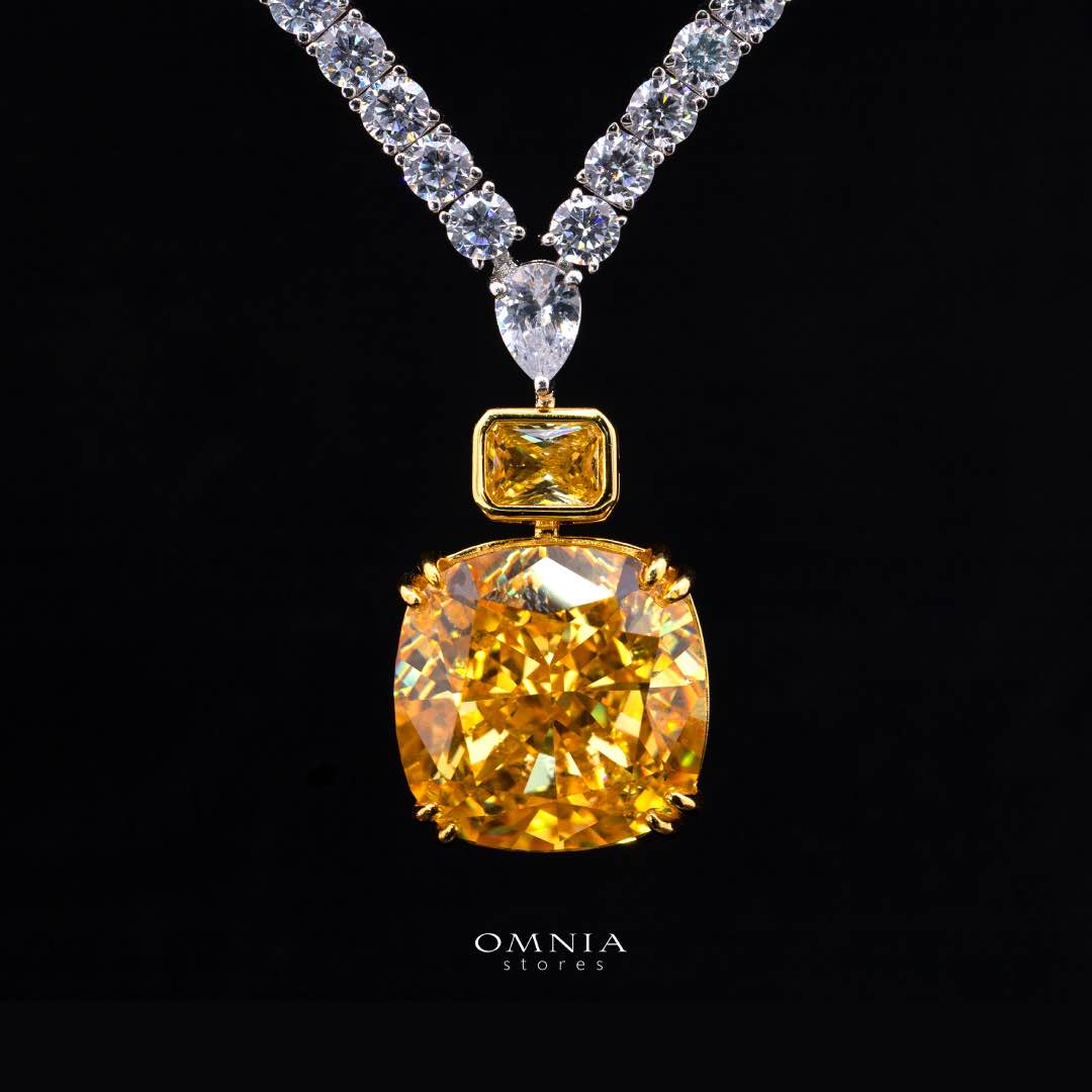 Sakura Yellow Pendant Necklace in 925 Sterling Silver with Premium Simulated Diamond Stone - Image 2