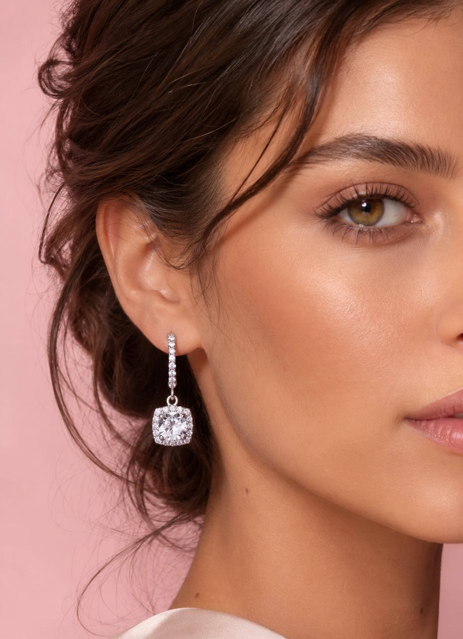 Stefania White Moissanite Drop Earrings with GRA Certificate – RD6.5mm (1ct), Rhodium-Plated 925 Sterling Silver - Image 3
