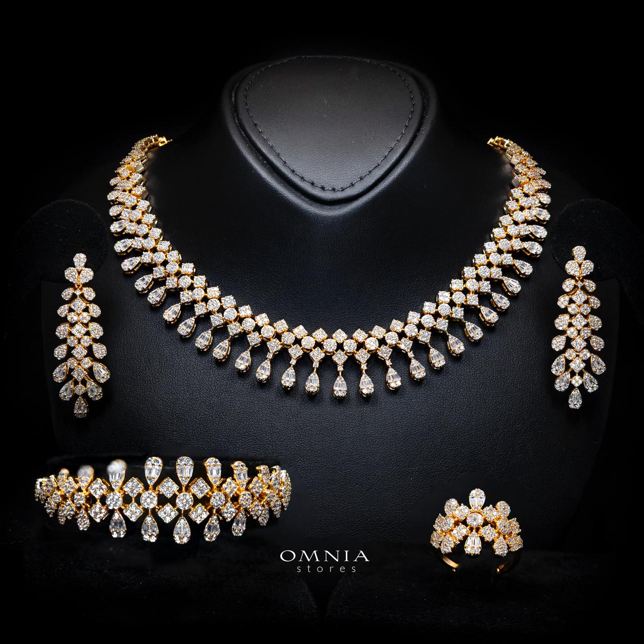 Amani Gold Bridal Full Set with High-Quality Simulated Diamonds – Rhodium Plated