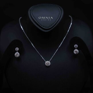 Riya White Stacked Solitaire Design Silver Necklace and Earrings Set in 925 Silver with High-Quality Premium Moissanite Stones