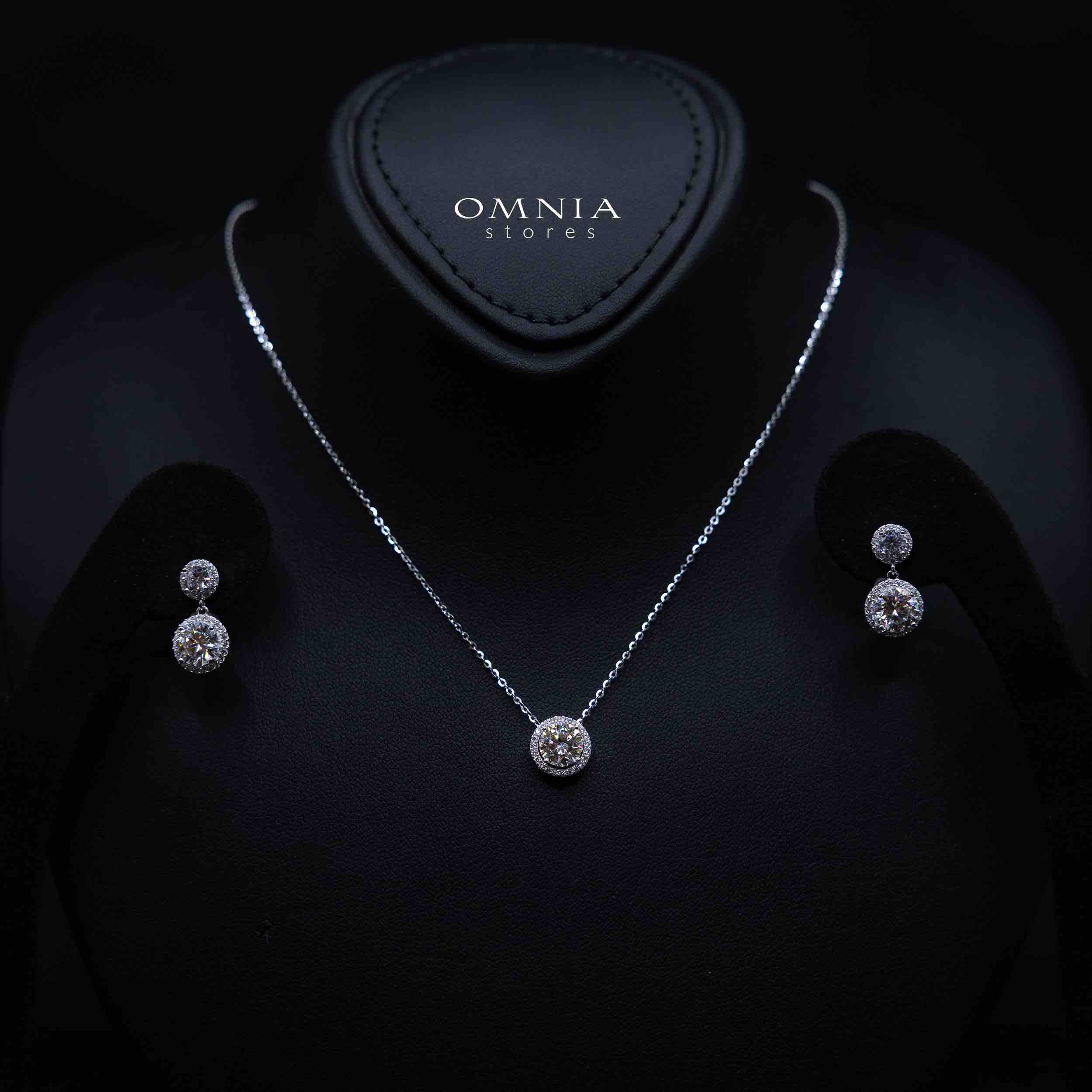 Riya White Stacked Solitaire Design Silver Necklace and Earrings Set in 925 Silver with High-Quality Premium Moissanite Stones