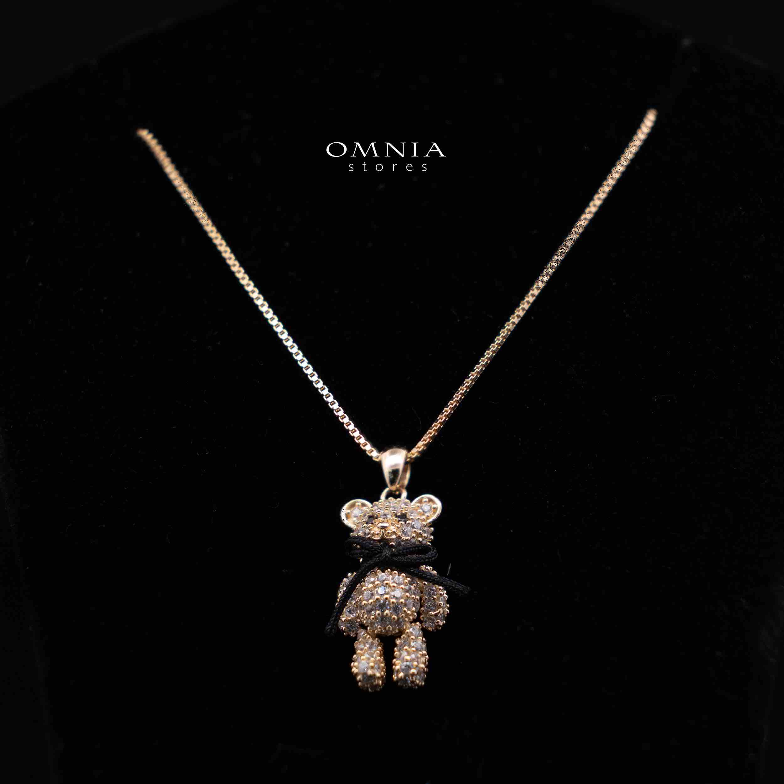 Nifla Gold Stacked Teddy Bear Design Silver Necklace and Earrings Set in 925 Silver with High-Quality Premium Zircon Stones - Image 3
