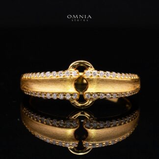 Shadin White Moissanite Circular Link Open Band Ring – Gold-Plated 925 Sterling Silver