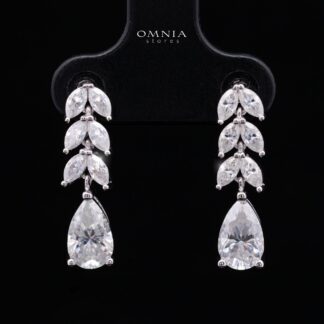 Cristina White Moissanite Earrings with GRA Certificate – 5x8mm Pear Cut, Rhodium-Plated 925 Sterling Silver