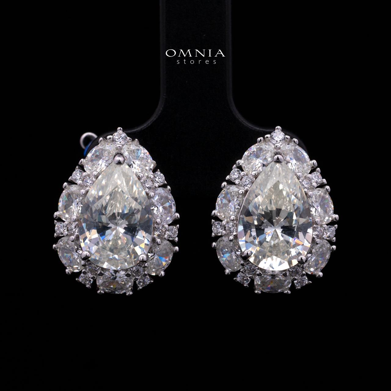 Sireesha Elegant Silver Cluster Clip-On Earrings in 925 Sterling Silver with Premium Cubic Zirconia