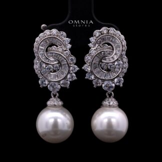Francesca Luxury Pearl Drop Earrings in 925 Sterling Silver with Premium Cubic Zirconia