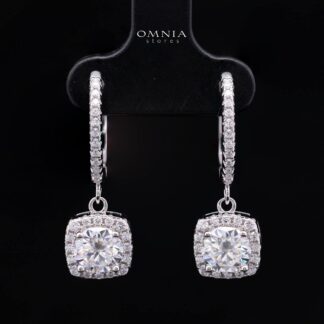 Haemah White Moissanite Drop Earrings with GRA Certificate – RD6.5mm (1ct), Rhodium-Plated 925 Sterling Silver