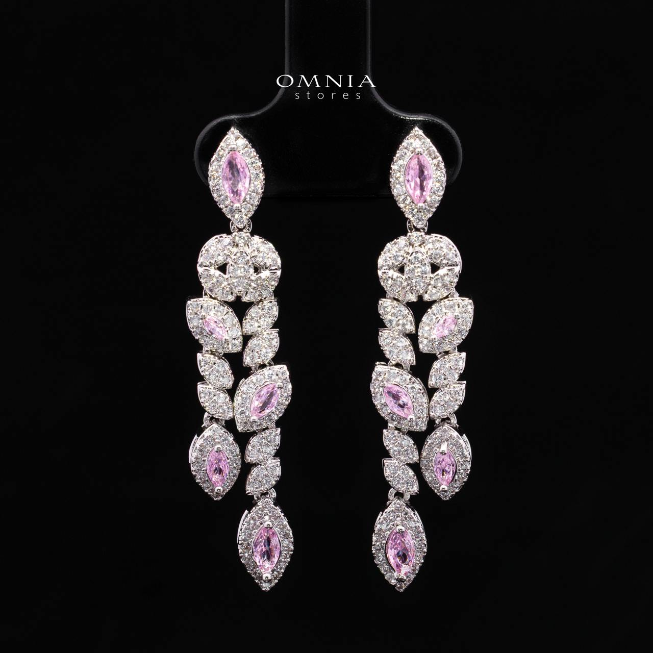 Omnia Nada Pink Bridal Full Set in High Quality Zircon Stone Rhodium Plated - Image 3