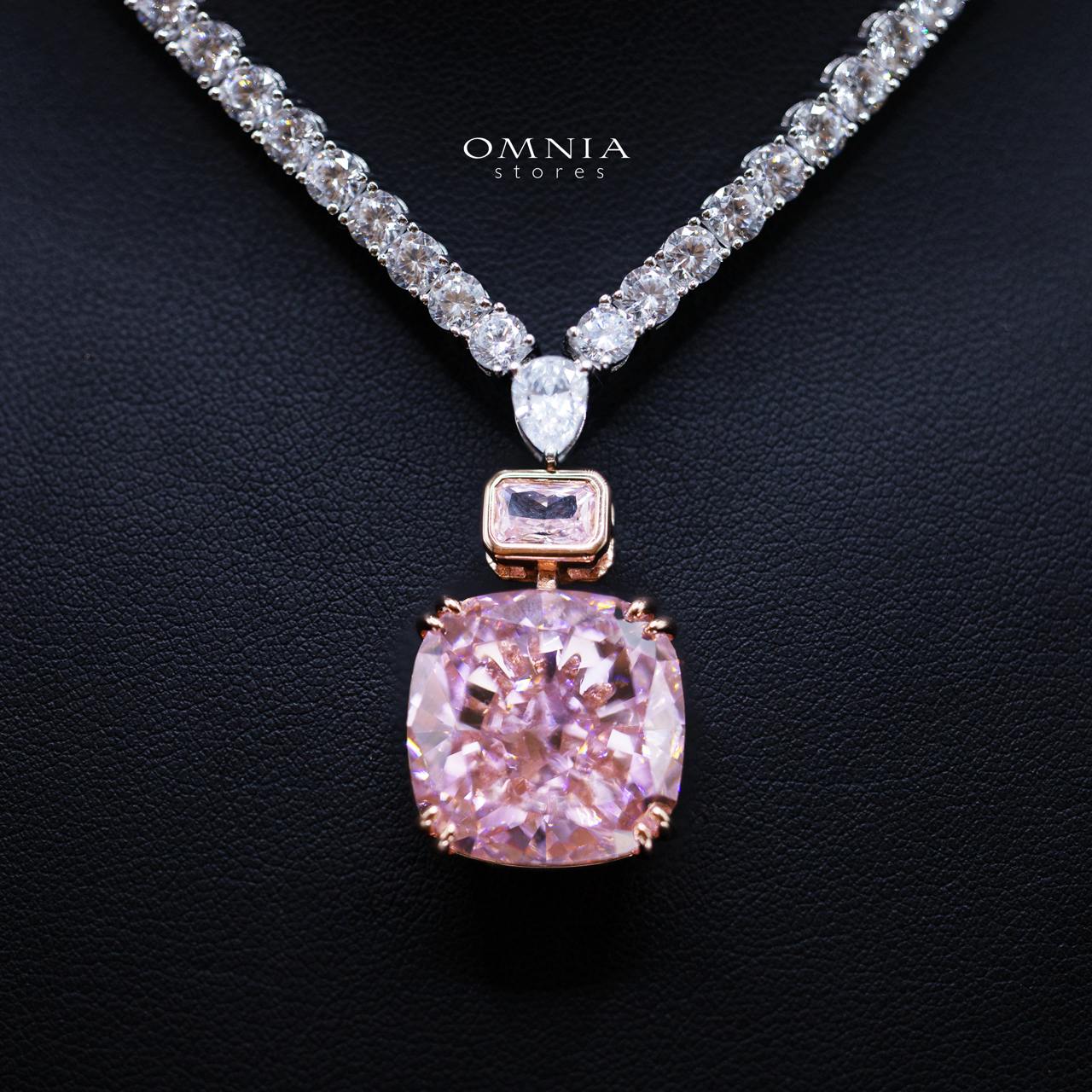 Sakura Pink Pendant Necklace in 925 Sterling Silver with Premium Simulated Diamond Stone - Image 2