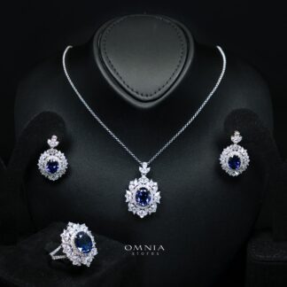 Lindsay Blue Lab-Grown Sapphire Set with GRC Certificate, Oval 12×16mm in 925 Sterling Silver