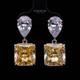Bettina Yellow Drop Earrings in 925 Silver with High-Quality Simulated Diamonds