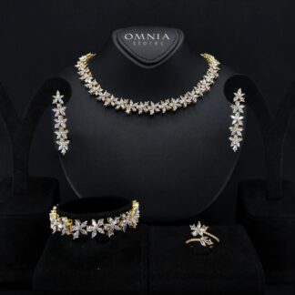 Zoey Bridal Gold Full Set in High Quality Zircon Stone Rhodium Plated