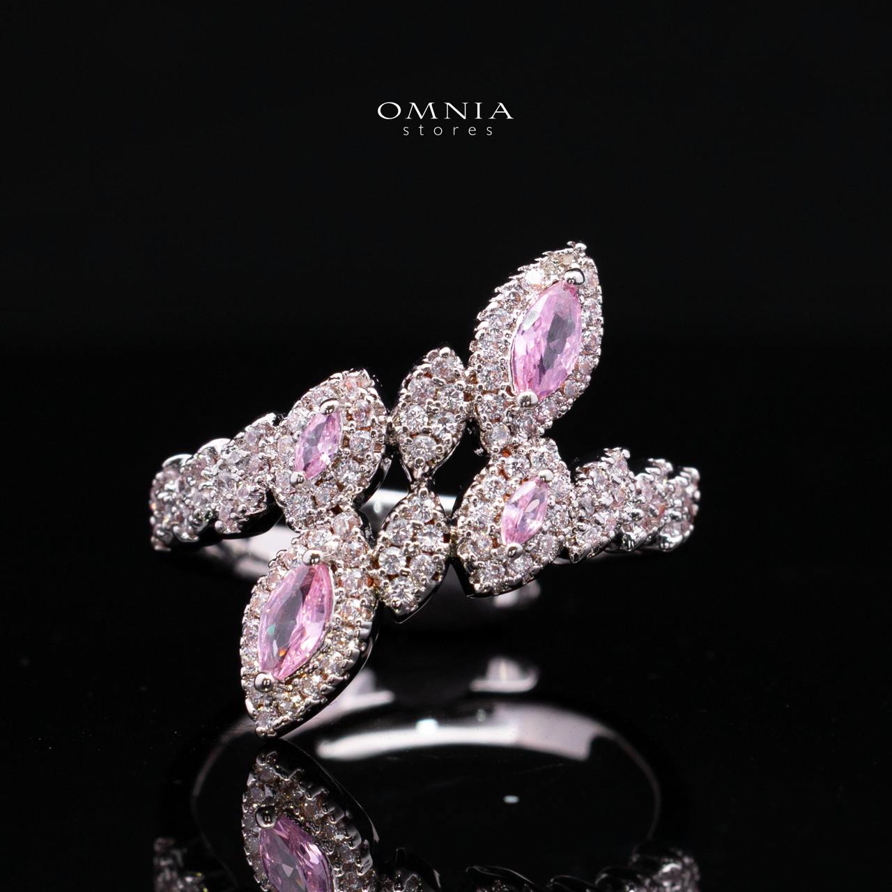 Omnia Nada Pink Bridal Full Set in High Quality Zircon Stone Rhodium Plated - Image 5
