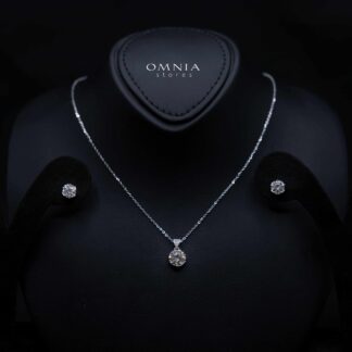 Destinee White Moissanite Necklace and Earring Set in 925 Sterling Silver – Classic Solitaire Design