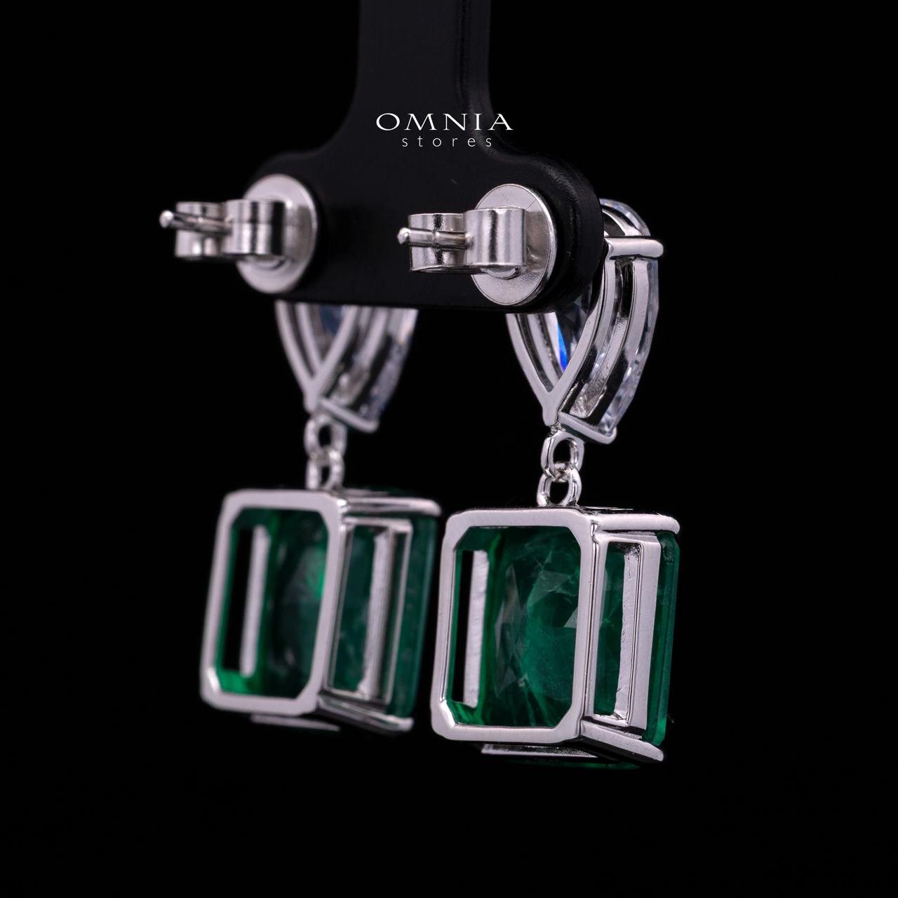 Bettina Green Drop Earrings in 925 Silver with High-Quality Simulated Diamonds - Image 3