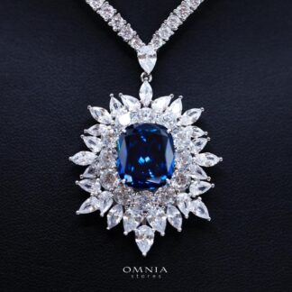 Thalia Blue Necklace in 925 Silver High Quality Simulated diamonds