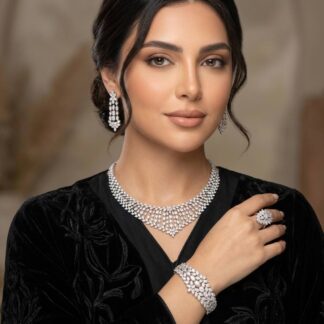 Emeny White Luxury Bridal Full Set in High Quality Rhodium Plated Zircon Stones