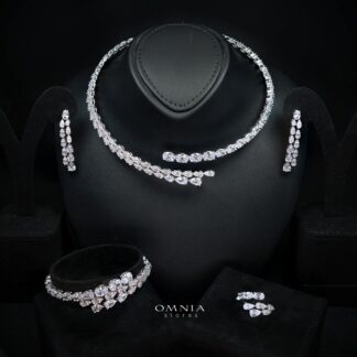 Janelle Elegant White Drop Bridal Full Set with High-Quality Premium Zircon Stones, Rhodium-Plated Finish