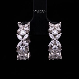 Lamara Floral-Inspired Earrings in 925 Silver with Premium Iced Cut Stones