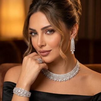 Fahma White Luxury Bridal Full Set in High Quality Rhodium Plated Zircon Stones