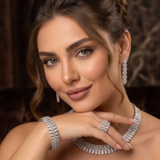 Hasri White Luxury Bridal Full Set in High Quality Rhodium Plated Zircon Stones