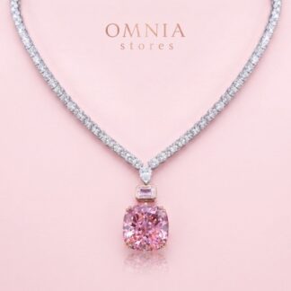 Sakura Pink Pendant Necklace in 925 Sterling Silver with Premium Simulated Diamond Stone