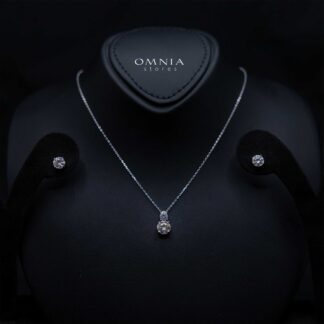 Joslyn White Moissanite Necklace and Earring Set in 925 Sterling Silver