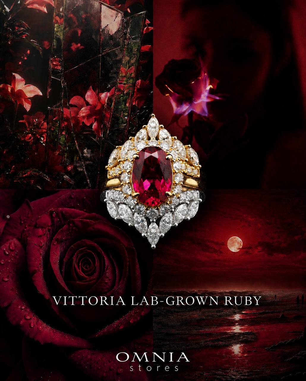 Vittoria Lab-Grown Ruby Moissanite Ring with GRC Certificate – Oval 8x12mm, 925 Sterling Silver - Image 3
