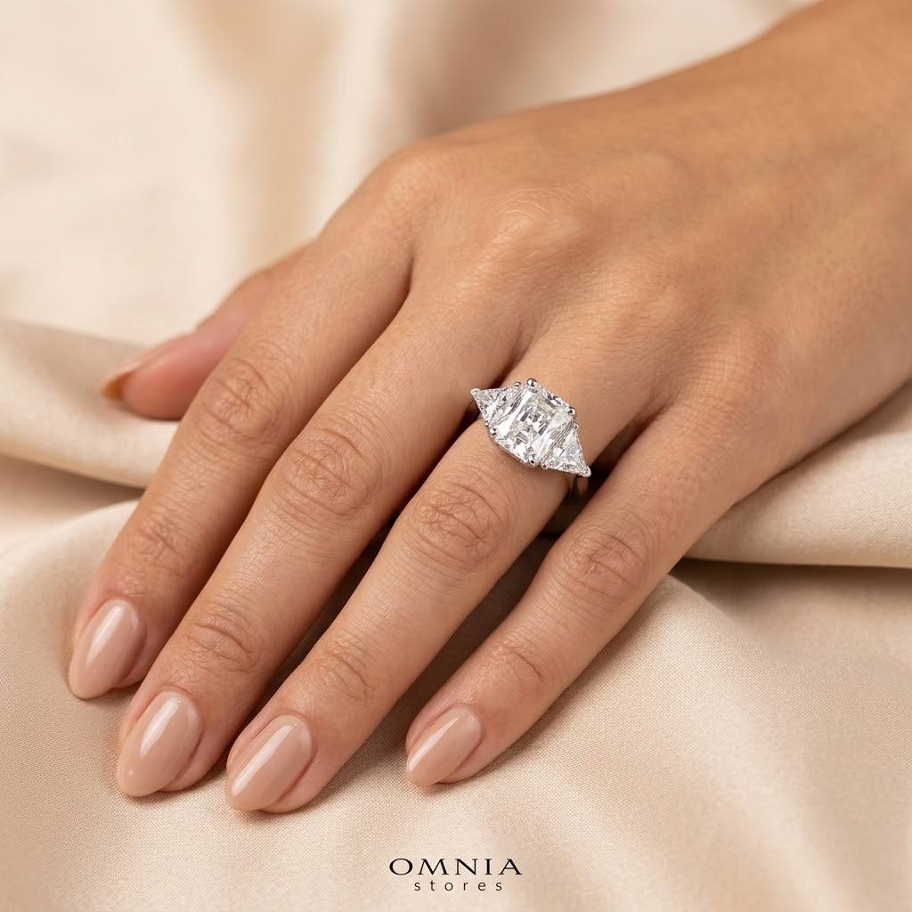 Latimah White Moissanite Ring with GRA Certificate Radiant 6x8mm (2ct) Simulated Diamond 925 Sterling Silver - Image 5