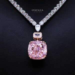 Sakura Pink Pendant Necklace in 925 Sterling Silver with Premium Simulated Diamond Stone