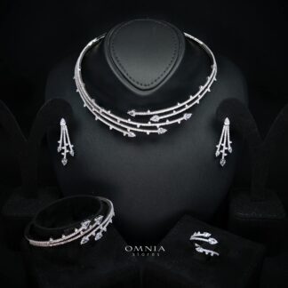 Yuliana Luxury White Bridal Full Set with High-Quality Premium Zircon Stones, Rhodium-Plated