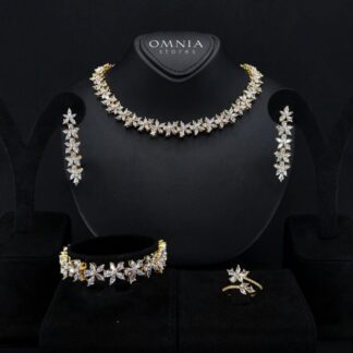 Zoey Bridal Gold Full Set in High Quality Zircon Stone Rhodium Plated